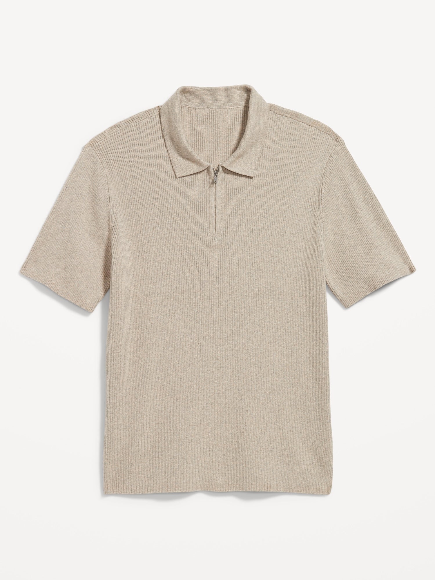 Short-Sleeve Sweater-Knit Polo Tan