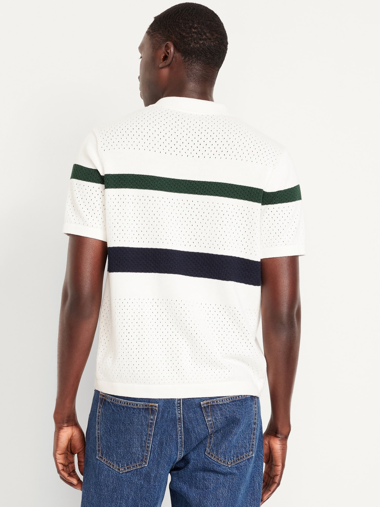 Short-Sleeve Button-Front Sweater Shirt