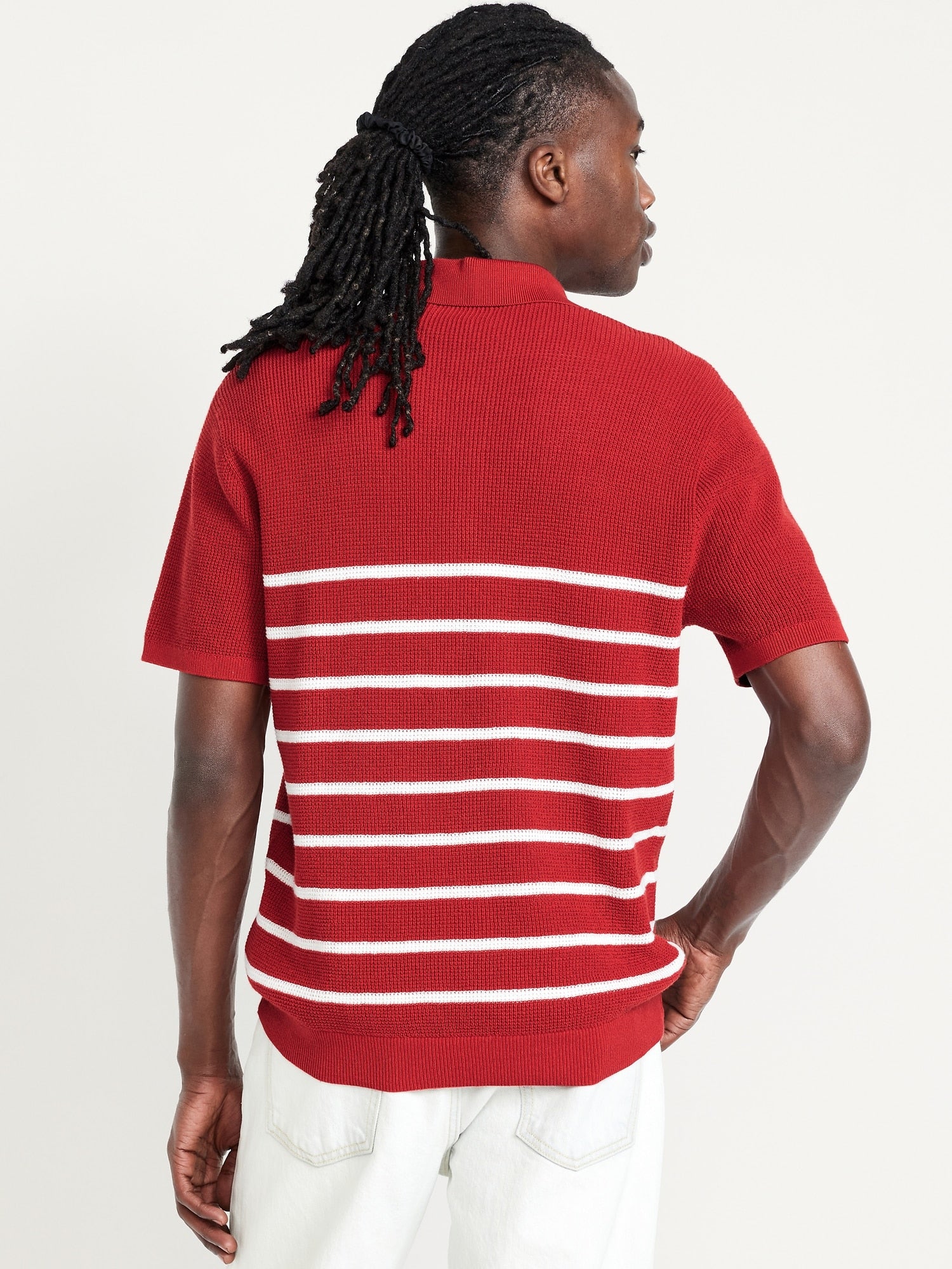 Short-Sleeve Sweater-Knit Polo red
