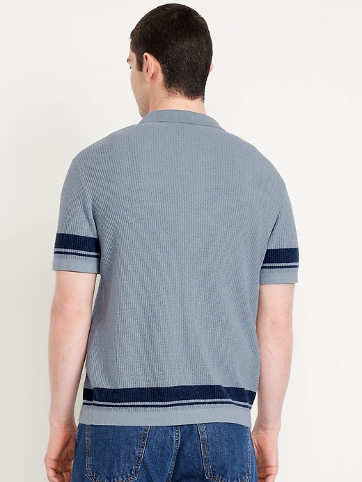 Short-Sleeve Button-Front Sweater Shirt