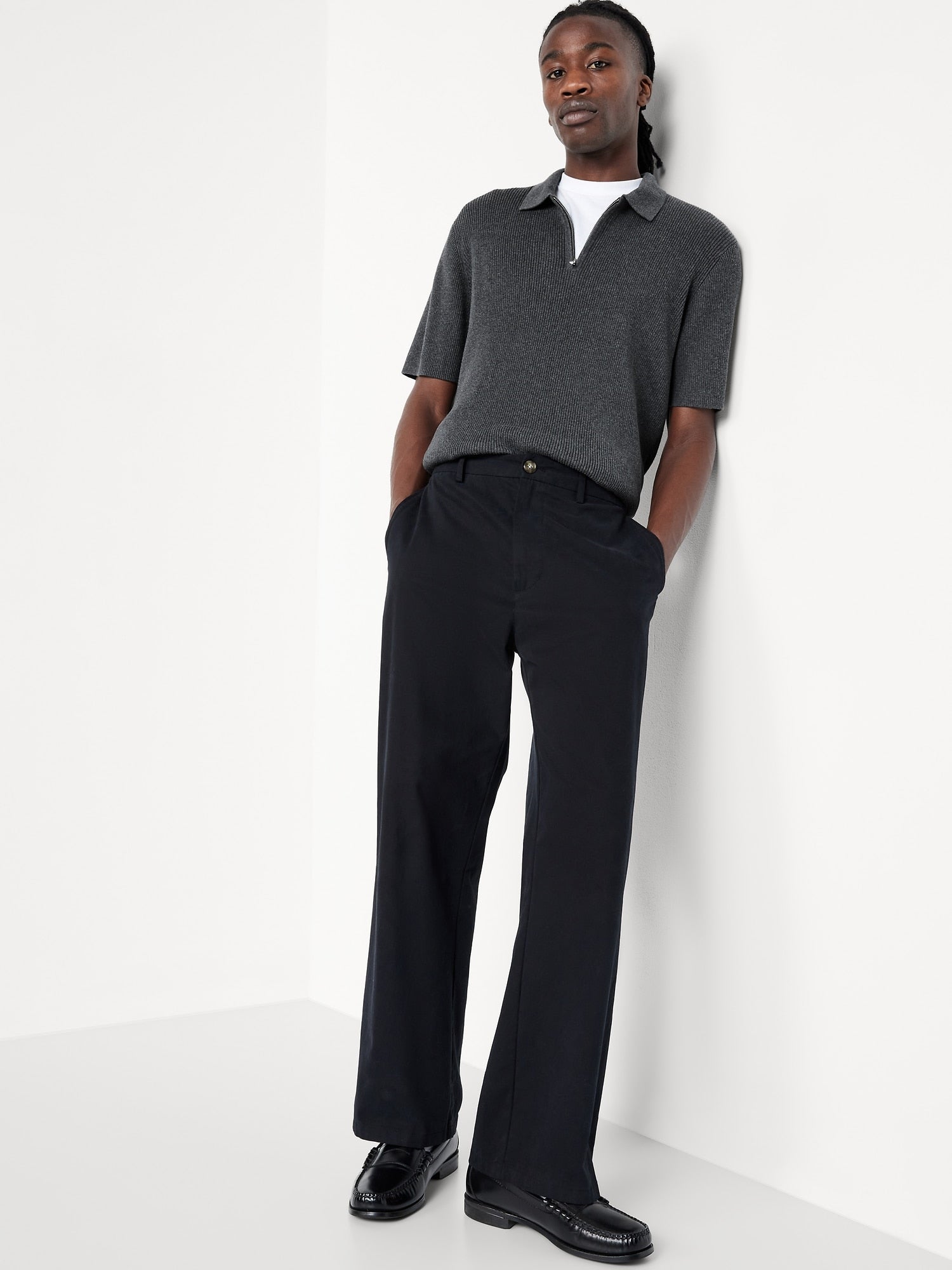 Short-Sleeve Sweater-Knit Polo charcoal