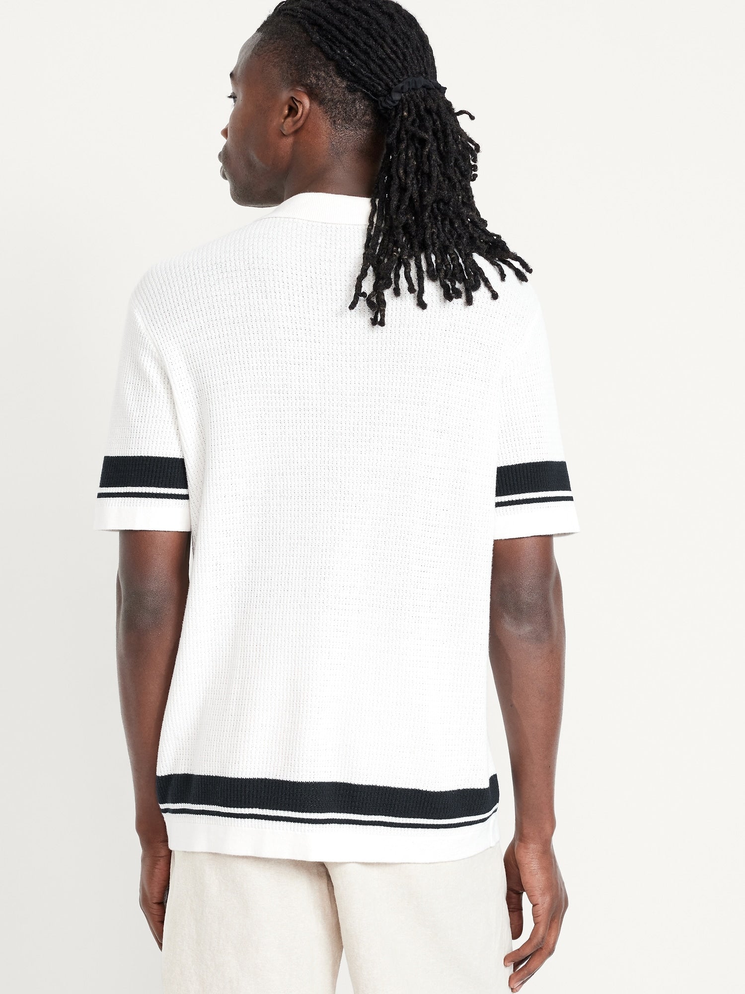 Short-Sleeve Button-Front Sweater Shirt