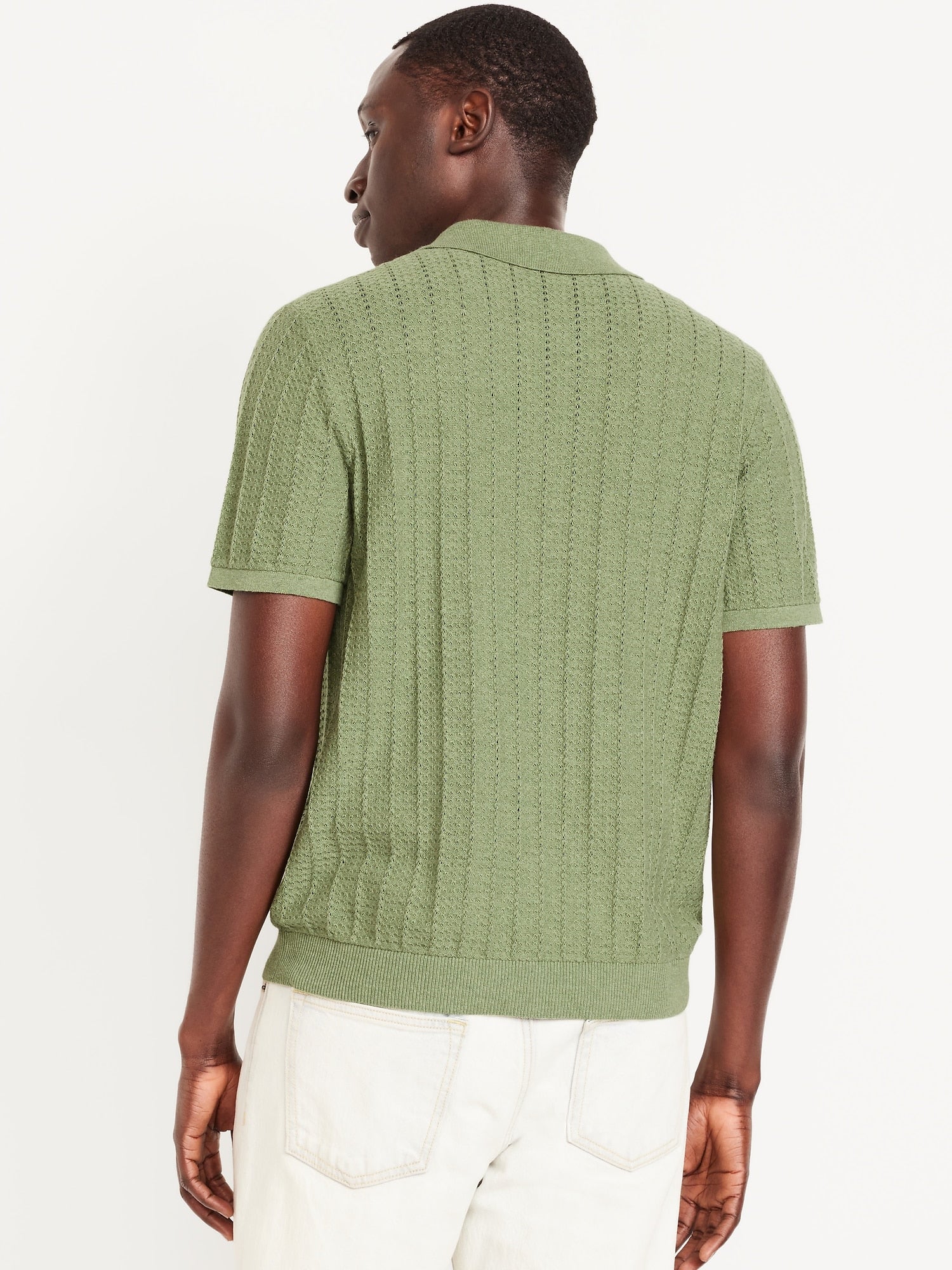 Short-Sleeve Pointelle-Knit Polo Sweaters