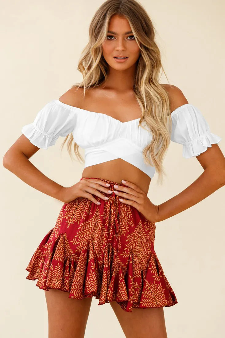Women Fashion Sexy Boat Neck Strap Crop Top