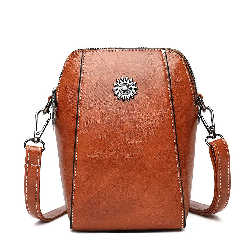 Women Simple Solid Color PU Zipper Mini Crossbody Bag