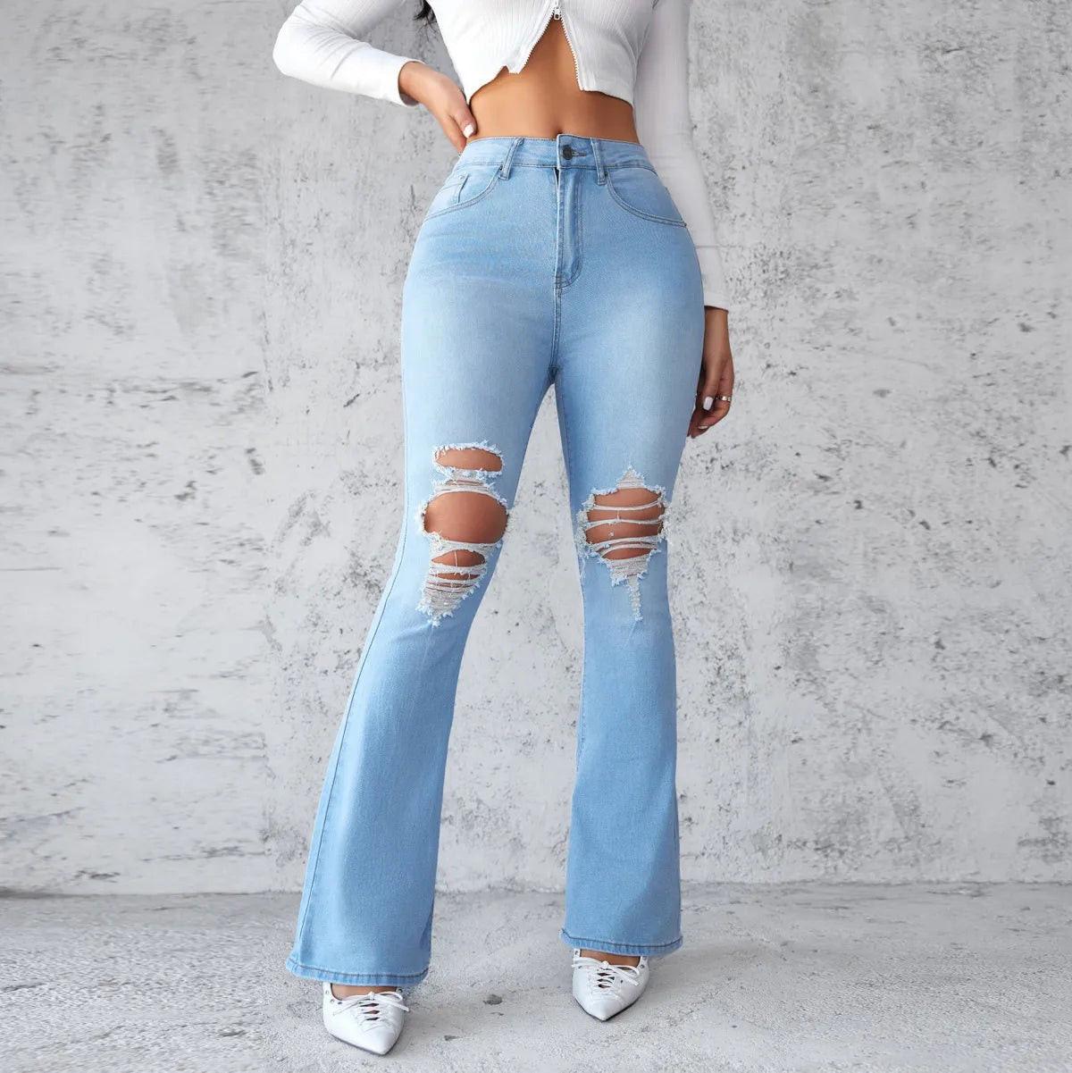 Women Stretch Ripped Jeans