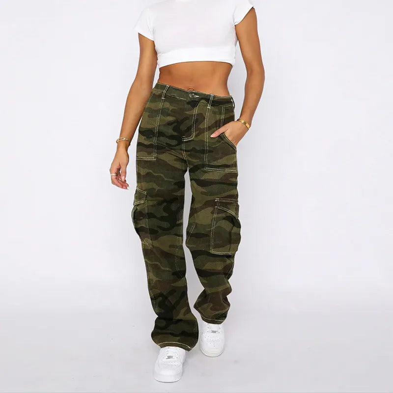 Casual Loose Camouflage Pocket Cargo Jeans