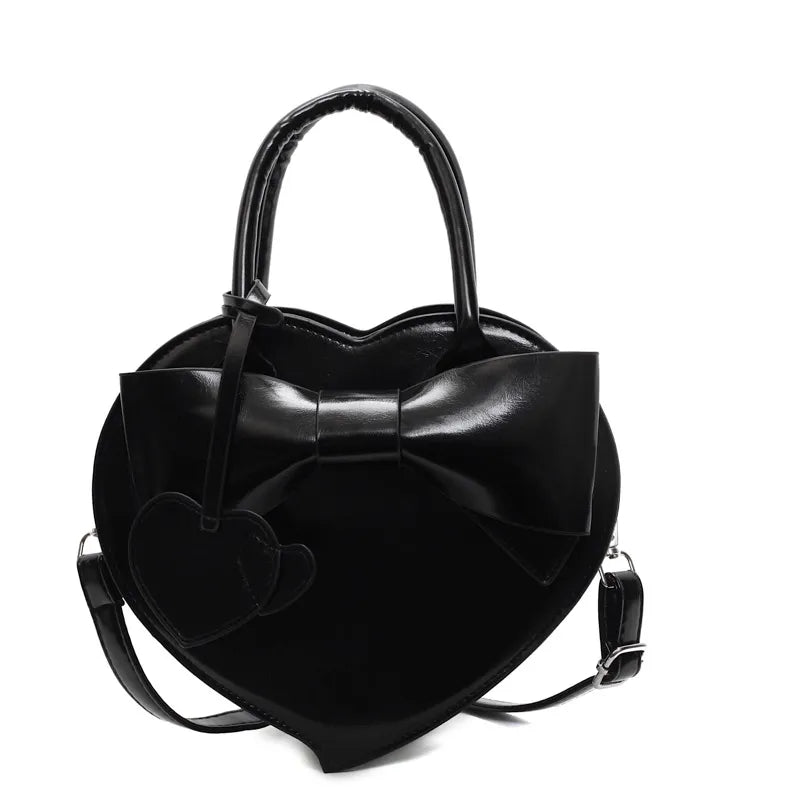 Women Fashion Solid Color Love-Shaped Shoulder Bag