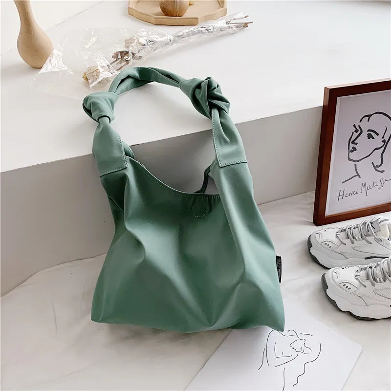 Women Casual Design Solid Color Large Capacity Shoulder Handle Tote Bag