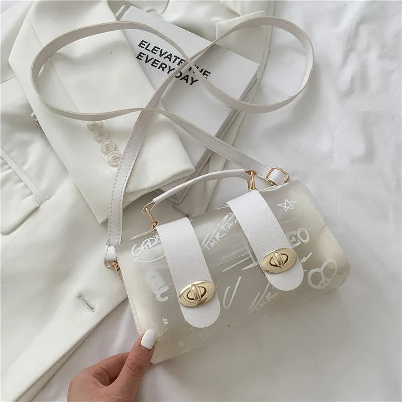 Clear Jelly Bag Women'S Simple Casual Graffiti Bag