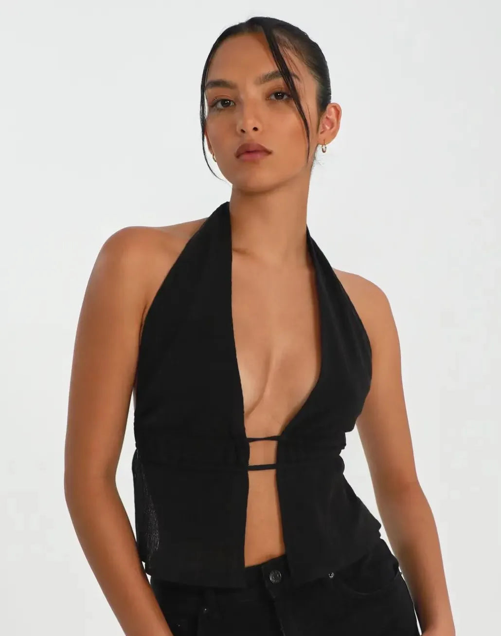 Women Sexy Solid Halter Neck Top
