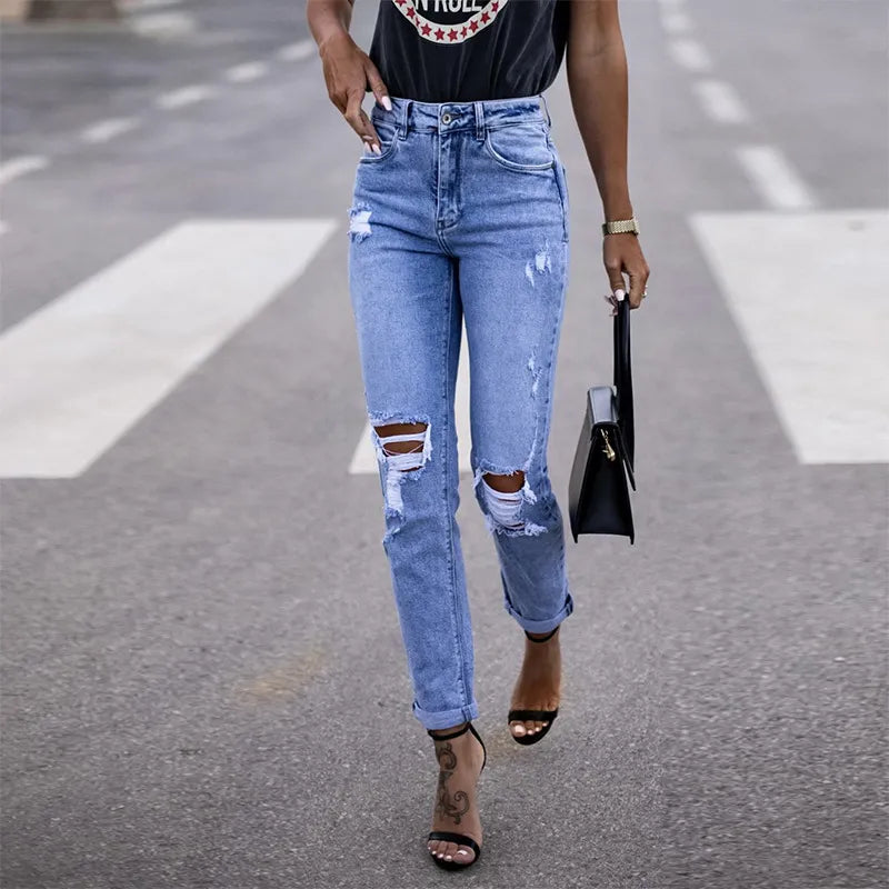 Simple Stretch Ripped Skinny Jeans