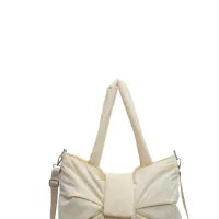 Women Fashion Elegant Solid Color Bowknot Nylon Cloth Shoulder Bag