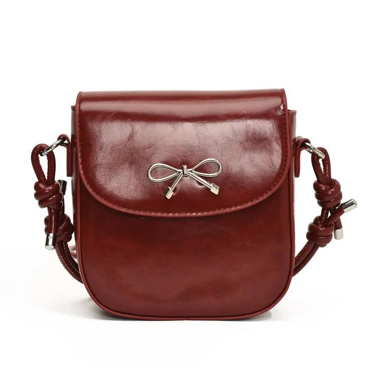 Fashion Solid Color Bow Flip Mini Crossbody Bag