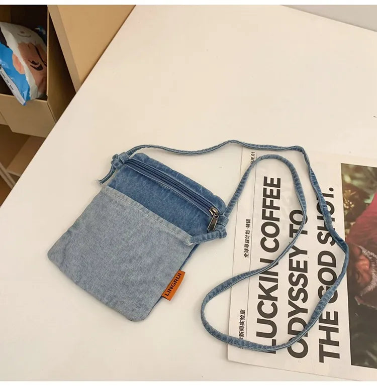 Wholesale Women Fashion Minimalist Mini Denim Crossbody Bag