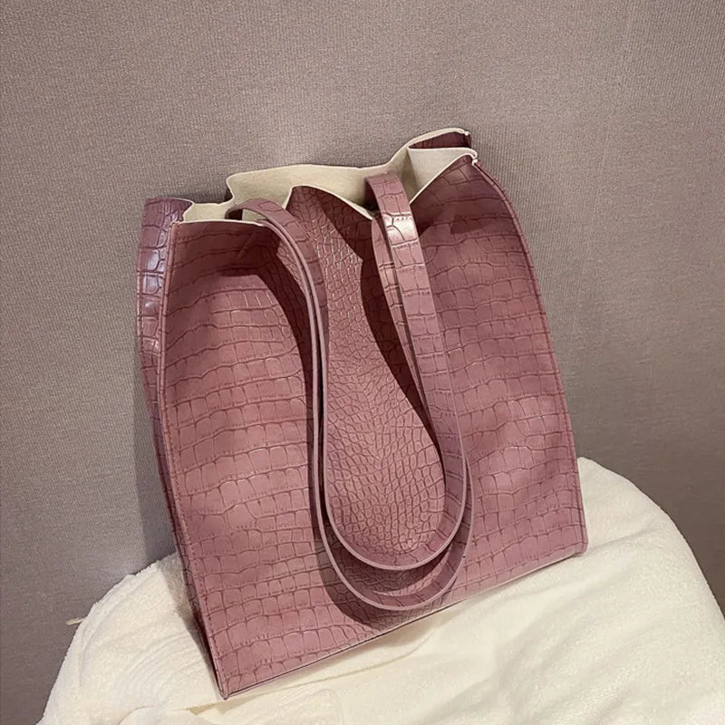 Crocodile Pattern Large Capacity PU Shoulder Bag