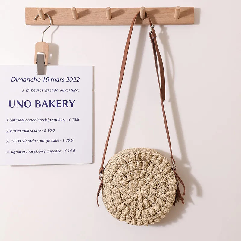 Bohemian Style Beach Holiday Round Woven Shoulder Bag SKU: T103AABC99 Min.Order: 1