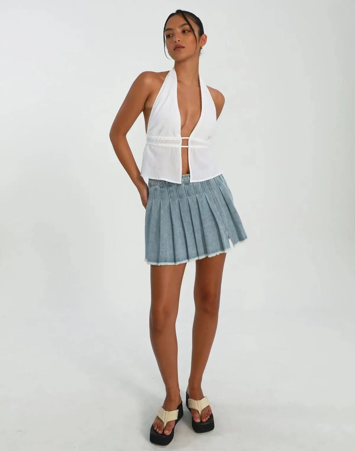 Women Sexy Solid Halter Neck Top