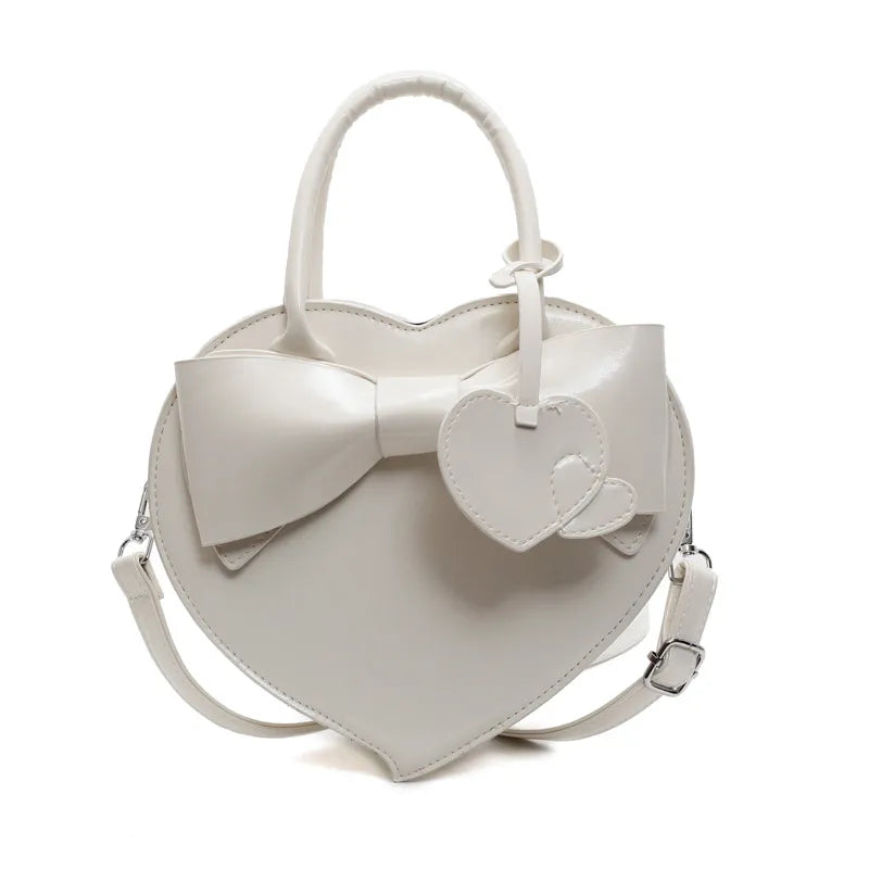 Women Fashion Solid Color Love-Shaped Shoulder Bag