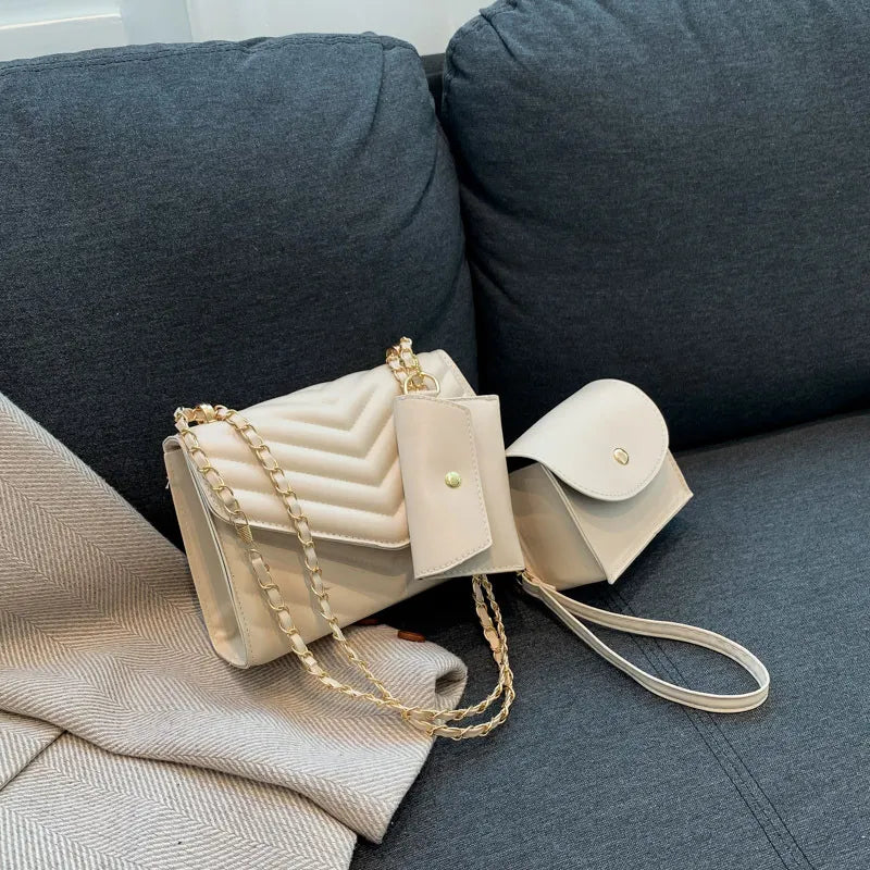Fashion PU Solid Color Chain Square Shoulder Bag