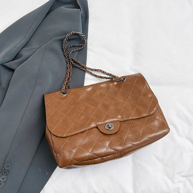 Women Fashionable Large Capacity PU Chain Shoulder Bag