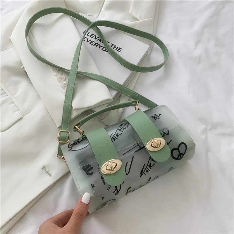 Clear Jelly Bag Women'S Simple Casual Graffiti Bag