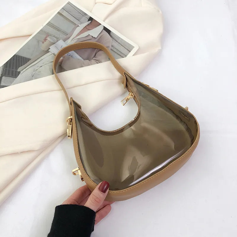 Women Fashion Popular Retro Transparent Clear Jelly Shoulder Bag