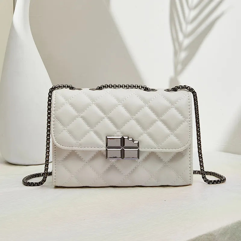 Women Rhombus Pattern Chain Shoulder Bag