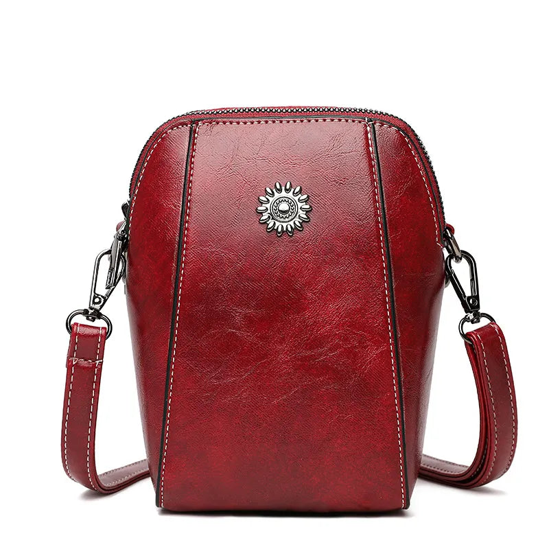 Women Simple Solid Color PU Zipper Mini Crossbody Bag