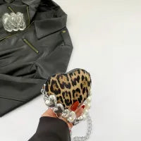 Wholesale Women Fashion Leopard Heart-Shaped Mini Chain Crossbody Bag
