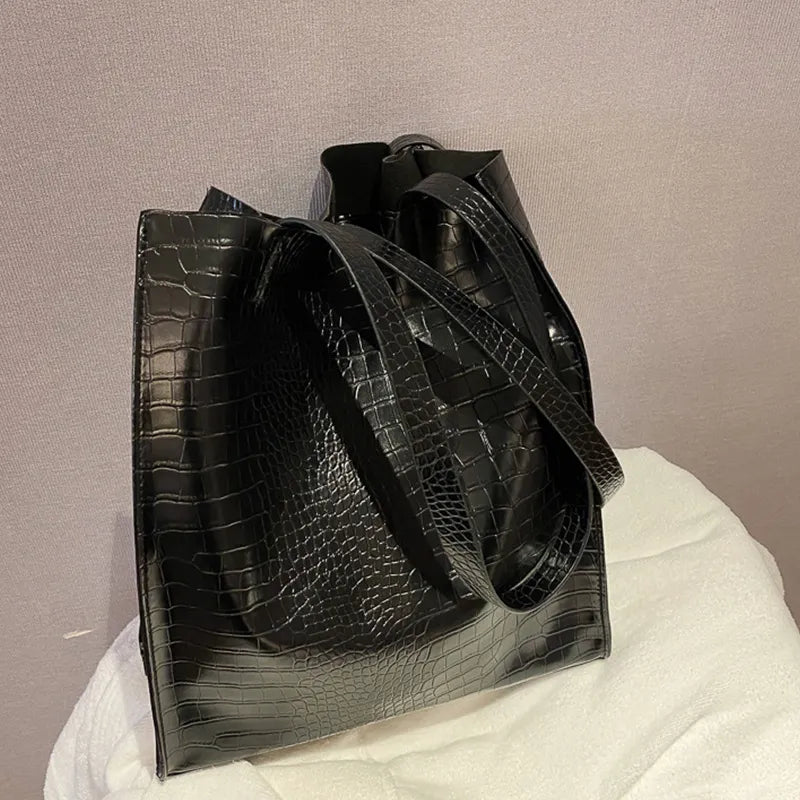 Crocodile Pattern Large Capacity PU Shoulder Bag