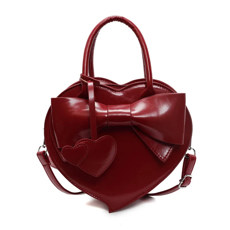 Women Fashion Solid Color Love-Shaped Shoulder Bag