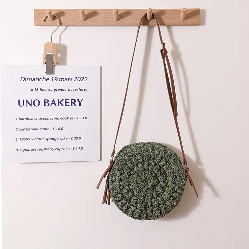 Bohemian Style Beach Holiday Round Woven Shoulder Bag SKU: T103AABC99 Min.Order: 1