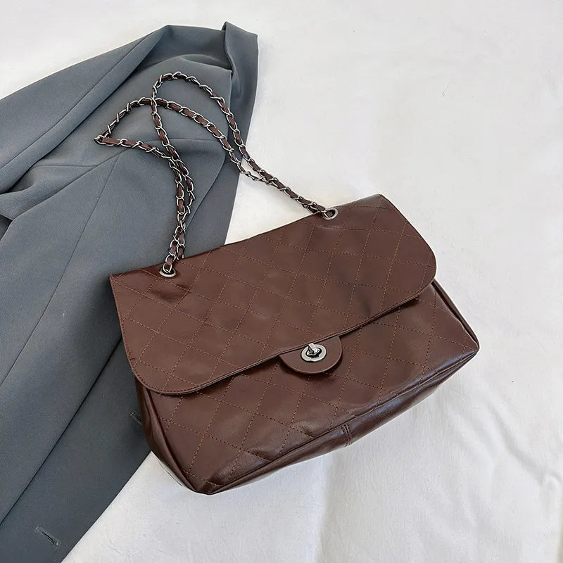 Women Fashionable Large Capacity PU Chain Shoulder Bag