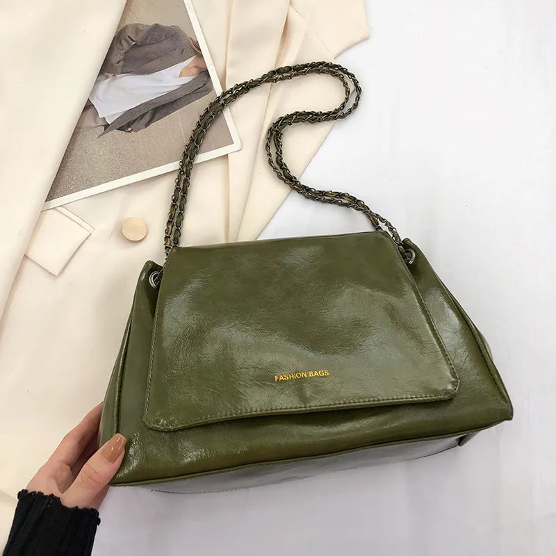 Women Fashionable Large Capacity Square Flap Chain Shoulder Bag