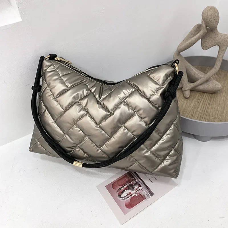 Women Casual Basic Stitching Design Solid Color Large Capacity PU Shoulder Bag