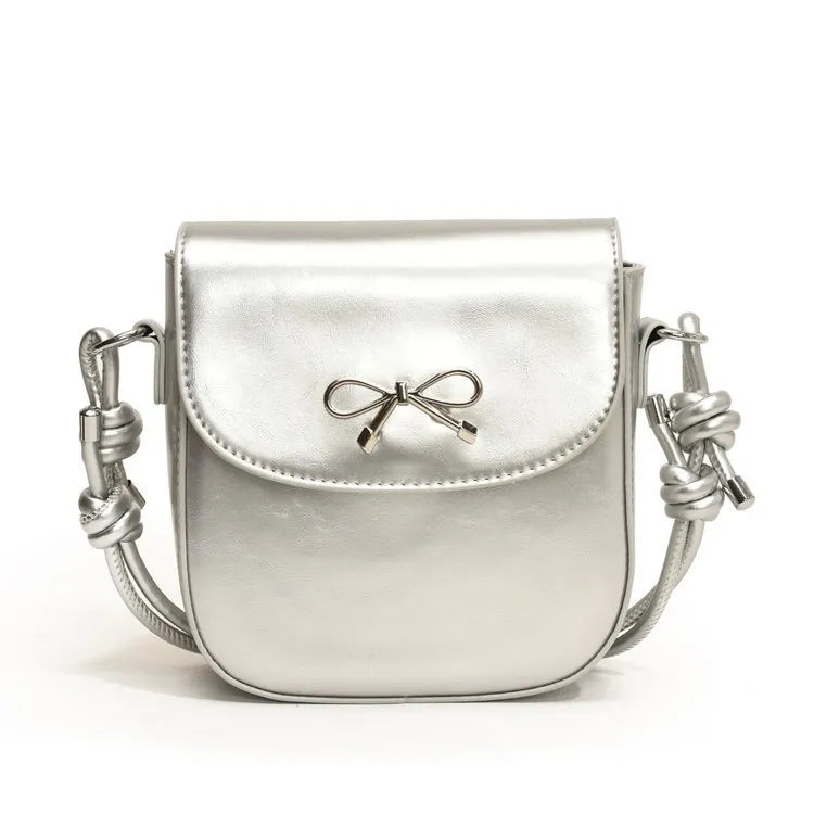 Fashion Solid Color Bow Flip Mini Crossbody Bag