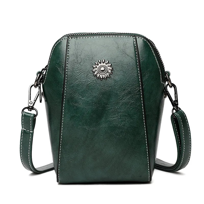 Women Simple Solid Color PU Zipper Mini Crossbody Bag