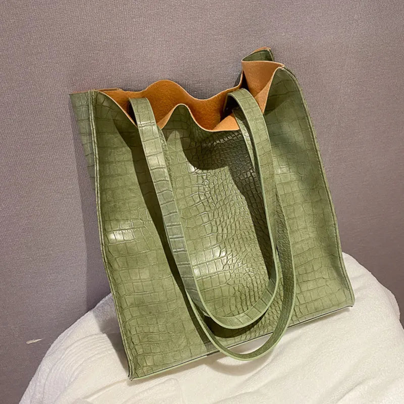 Crocodile Pattern Large Capacity PU Shoulder Bag