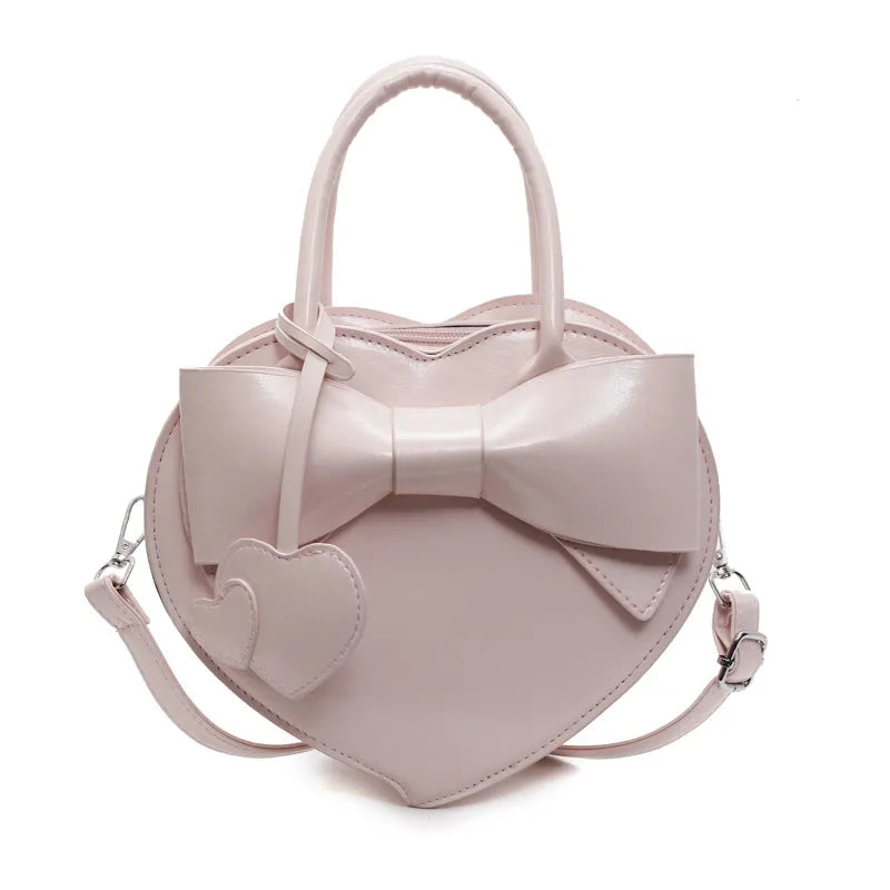 Women Fashion Solid Color Love-Shaped Shoulder Bag