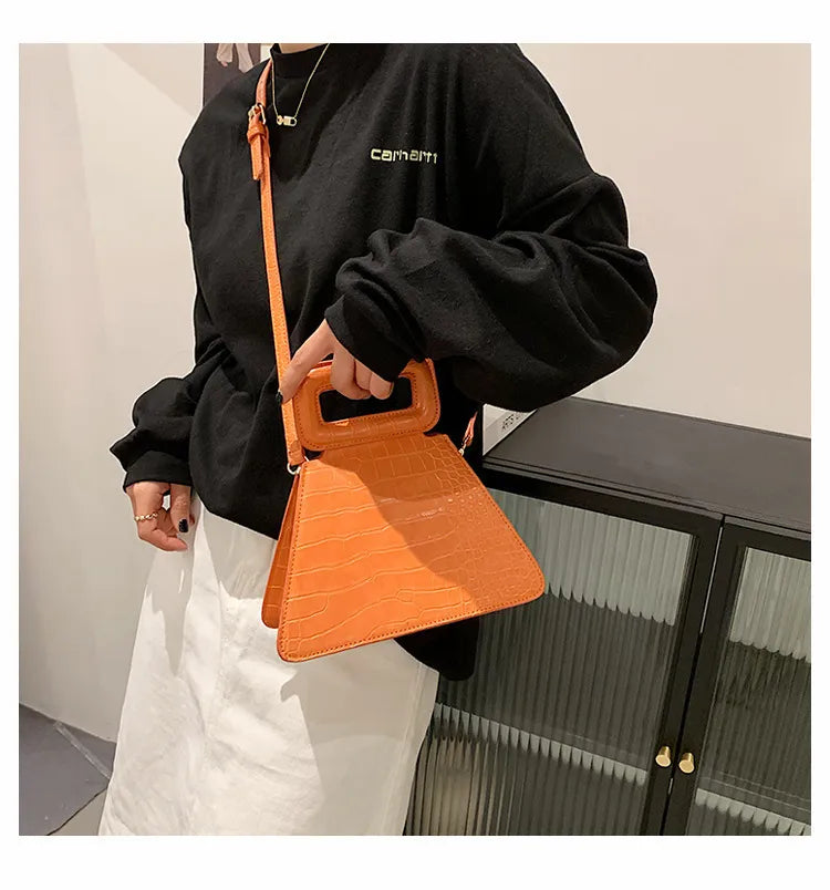 Stone Pattern Women Creative Design Solid Color Shoulder Handle Bag