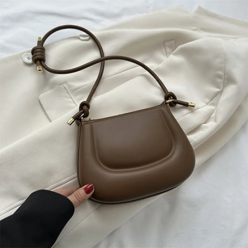 Women Fashion Solid Color Zipper Shoulder Underarm Bag