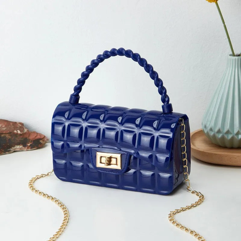 Women Fashion Multicolor Rhombus Chain Lock Messenger Mini Bag