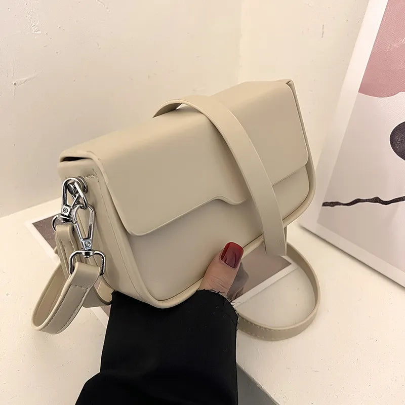 Women Casual Design Solid Color Large Capacity Square Shoulder Handle Bag