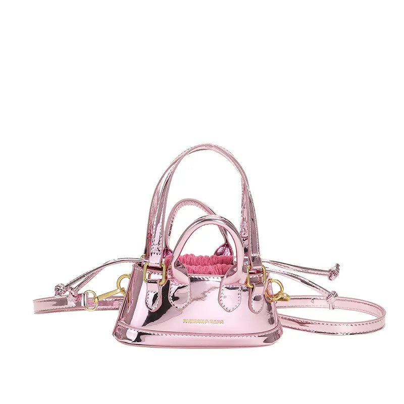 Women Fashion Solid Color Patent Mini Crossbody Bag
