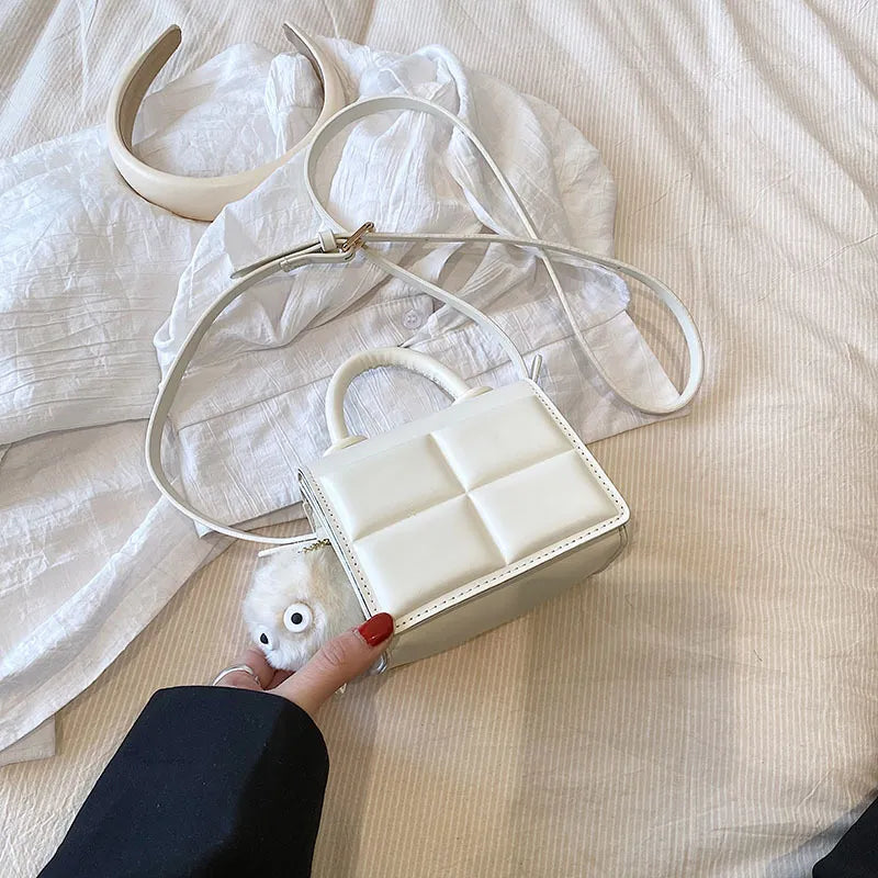 Women Fashion Solid Color Square Mini PU Crossbody Bag