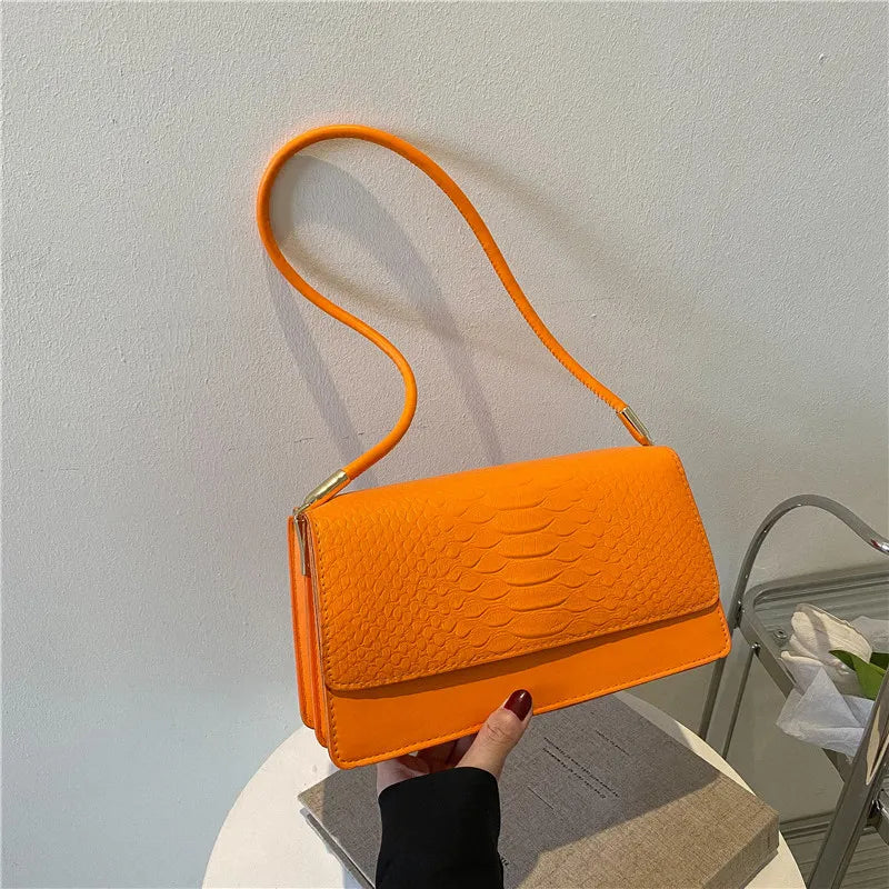 Women'S Fashion Solid Color Crocodile Shoulder Underarm Bag