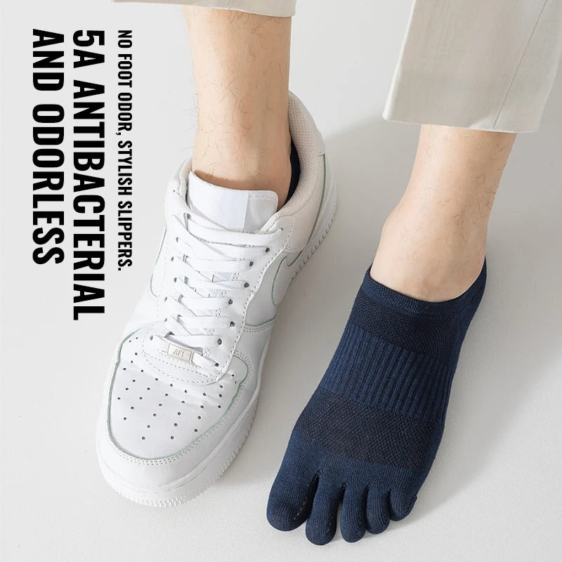 Men’s Pure Cotton Five Finger Boat Socks – 5 Pairs