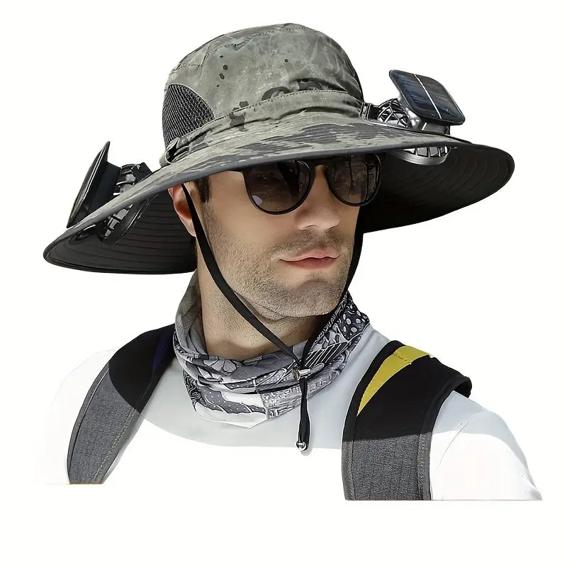 Outdoor Solar-Powered Multifunctional Fan Hat