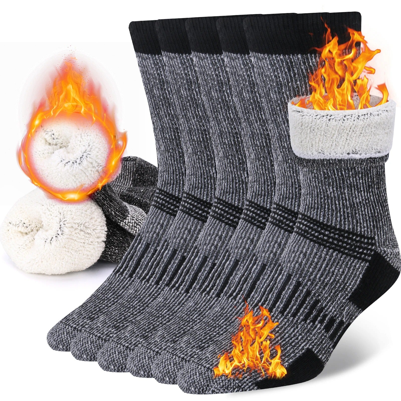 Merino Wool Thermal Crew Socks – 3 Pairs